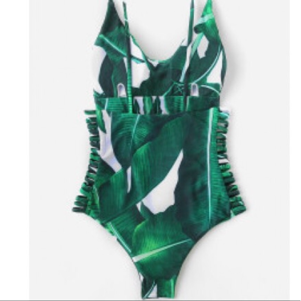 ♡ NWT One Piece Palm Printed Monokini Swimsuit ♡ - Picture 7 of 8